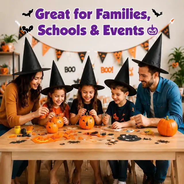 Alt view image 5 of 7 - 13PC Hanging Witch Hats, Indoor Outdoor Porch Halloween Decor | Floating Witches Hats to Hang for Indoor Outdoor Porch Party, Witch Hat Decorations for Hocus Pocus Theme