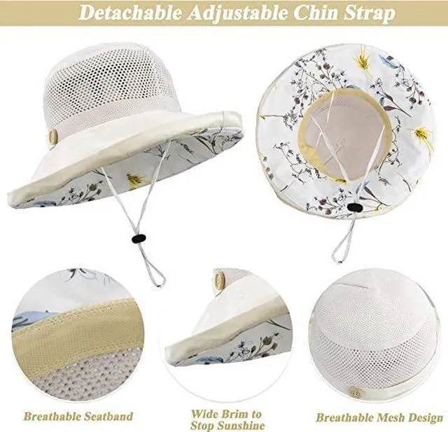 Alt view image 3 of 7 - Womens-Mesh-Sun-Hats-Bucket-Hat Outdoor-UV-Protection-Foldable-Fishing-Hat