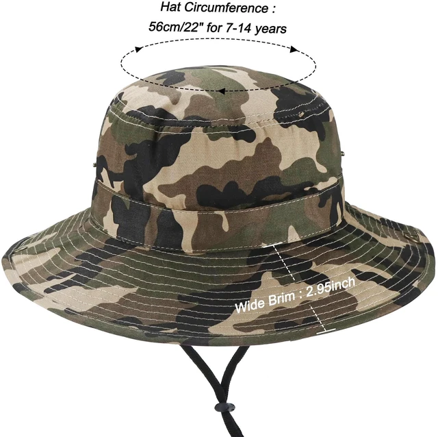 Alt view image 3 of 7 - Kids-Boys-Camo-Sun-Bucket-Hat Summer Outdoor Fishing-Hat Boonie-Cap 5-14Y