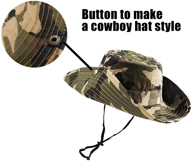 Alt view image 4 of 7 - Kids-Boys-Camo-Sun-Bucket-Hat Summer Outdoor Fishing-Hat Boonie-Cap 5-14Y