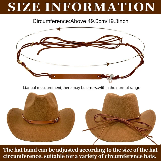 Alt view image 2 of 4 - Nemokamai Leather Cowboy Hat Bands for Men Women Cowgirl Hat Accessories | Western/Fedora/Panama/Sun/Straw Leather Beads Decorative Hat Belts, Cowgirl Hatbands, Cowboy Supplies, Handmade Replacement