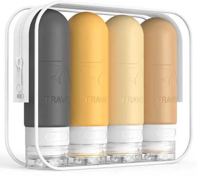 Main image of ME.FAN Travel Bottles for Toiletries,3oz Silicone Travel Size Containers, TSA Approved Squeezable Portable Split Bottle, Travel Accessories for Conditioner Shampoo Lotion - 4 Pack Yellow
