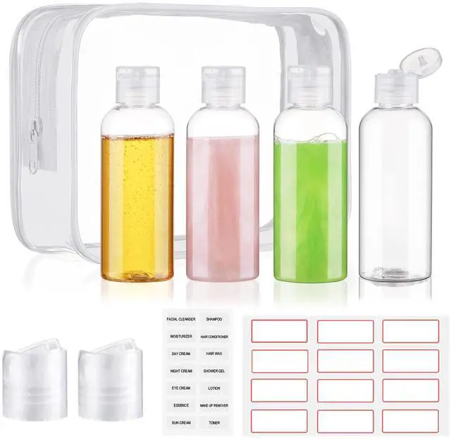 Main image of Wowang Travel Bottles for Toiletries 3.4oz 4 Pack TSA Approved Leak-Proof Travel Size Containers Squeezable Empty Plastic Toiletry Bottles for Shampoo, Conditioner, Body Wash (Clear)