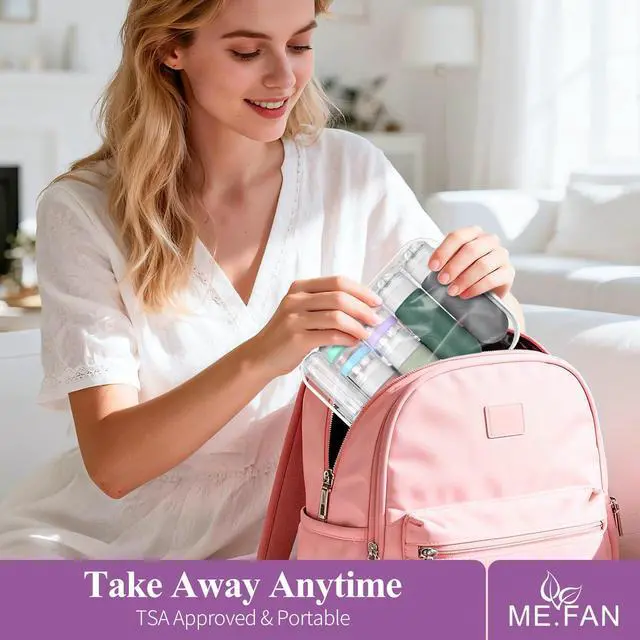 Alt view image 5 of 7 - ME.FAN 18 Pack Travel Bottles for Toiletries, TSA Approved, Black/White | Travel Size Containers Set, Silicone Squeezable Portable Split Bottle, Travel Accessories for Conditioner, Shampoo, Lotion