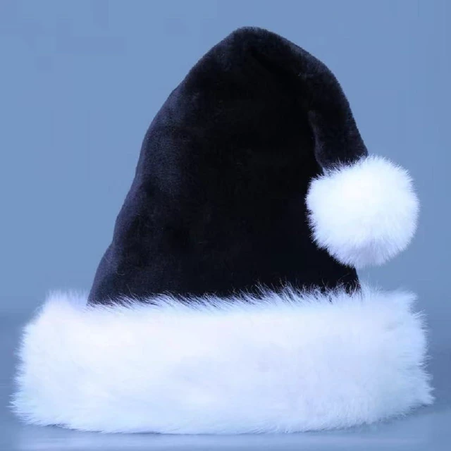 Alt view image 3 of 6 - LKQBBSZ Christmas Hat Santa Claus Hats Thicken Xmas Holiday Hat Women Men for Christmas New Year Festive Party Supplies (Black-Adult)