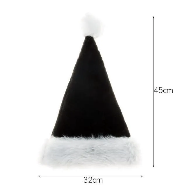 Alt view image 4 of 6 - LKQBBSZ Christmas Hat Santa Claus Hats Thicken Xmas Holiday Hat Women Men for Christmas New Year Festive Party Supplies (Black-Adult)