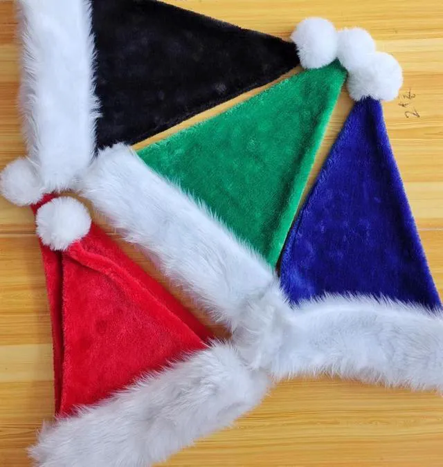 Alt view image 6 of 6 - LKQBBSZ Christmas Hat Santa Claus Hats Thicken Xmas Holiday Hat Women Men for Christmas New Year Festive Party Supplies (Black-Adult)