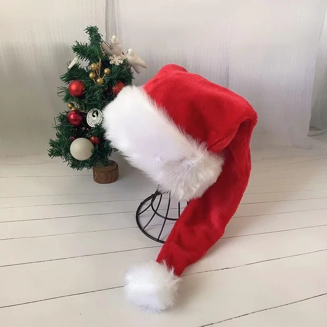 Alt view image 4 of 6 - Wgudzpj Christmas hat Long Santa Hat, Adults Deluxe Black and White Xmas Christmas Hat for Christmas Theme New Year Festive Holiday Party Supplies (Red)