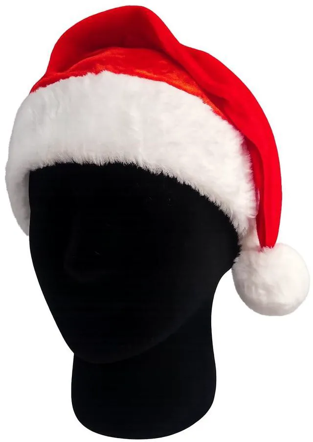 Alt view image 3 of 6 - FInd Santa Hat, Unisex Velvet Comfort Christmas Hat, Medium Loft Faux Fur for Christmas New Year Festive Holiday Party Supplies