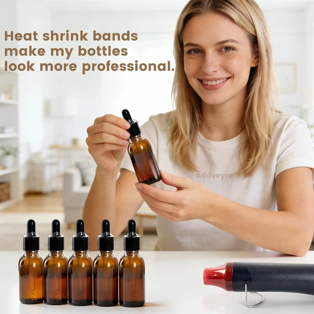 Alt view image 2 of 6 - Addveyra Shrink Wrap Bands for Bottles Jars Covers Heat Seal Clear 100 Pcs