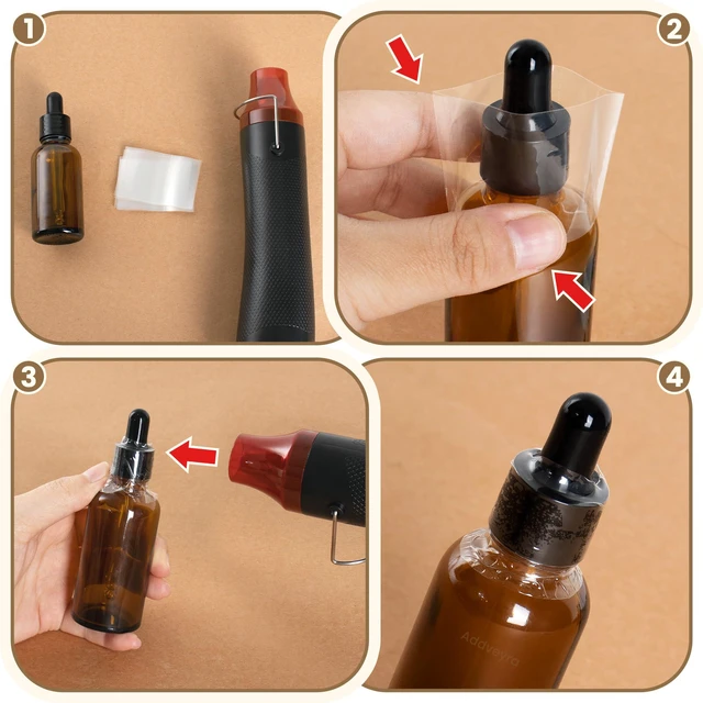 Alt view image 5 of 6 - Addveyra Shrink Wrap Bands for Bottles Jars Covers Heat Seal Clear 100 Pcs