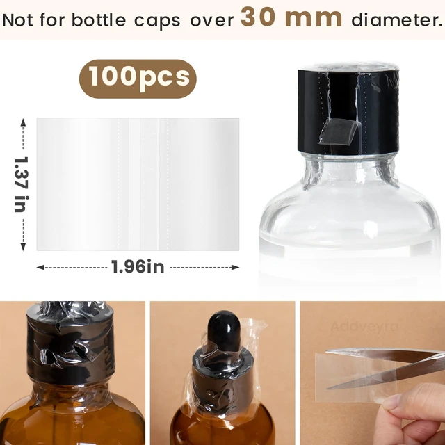 Alt view image 6 of 6 - Addveyra Shrink Wrap Bands for Bottles Jars Covers Heat Seal Clear 100 Pcs