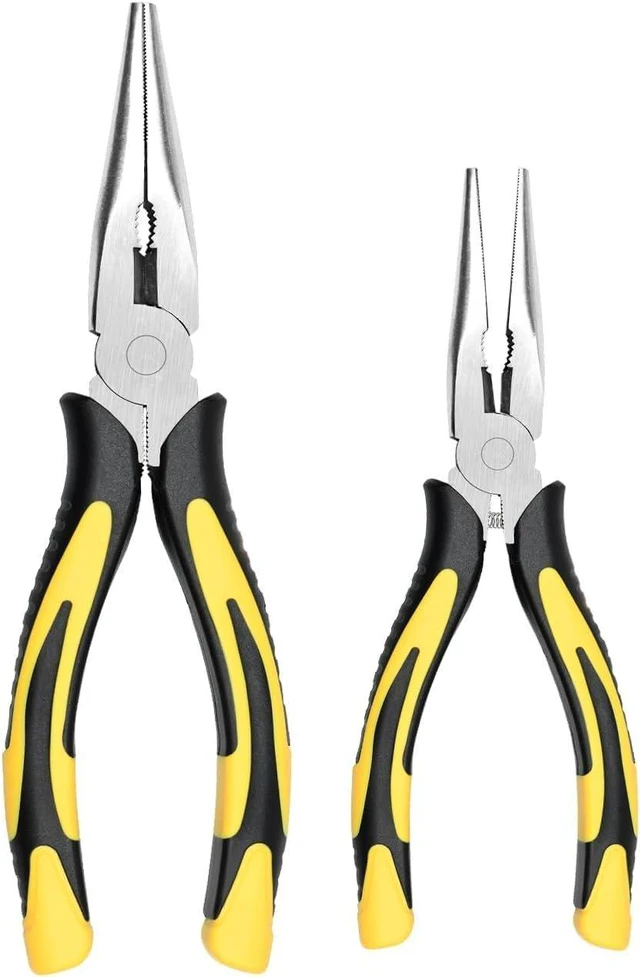 Main image of Long Needle Nose Pliers-6''&8'', with Wire Cutter, 2pcs