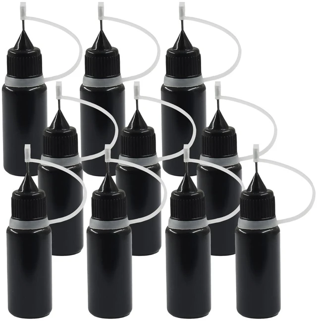 Main image of 10ml Precision Tip Applicator Bottles, 10 Pcs | Metal Needle Tip Squeeze Bottles, Fine Line Applicator, Leak-Proof Caps, For DIY Crafts, Glue, Paint, Acrylic, Quilling
