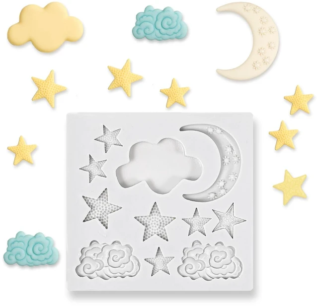 Main image of 1 Pc Chocolate Molds Silicone, Star Moon and Cloud Shapes Silicone Mold, Cute Candy Making Mold for Fondant, Candy, Cake Decorating, DIY Baking Making Supplies (Grey)