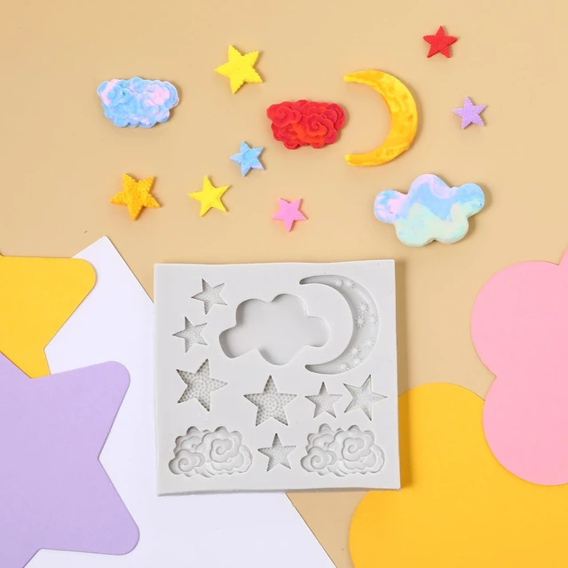 Alt view image 2 of 7 - 1 Pc Chocolate Molds Silicone, Star Moon and Cloud Shapes Silicone Mold, Cute Candy Making Mold for Fondant, Candy, Cake Decorating, DIY Baking Making Supplies (Grey)