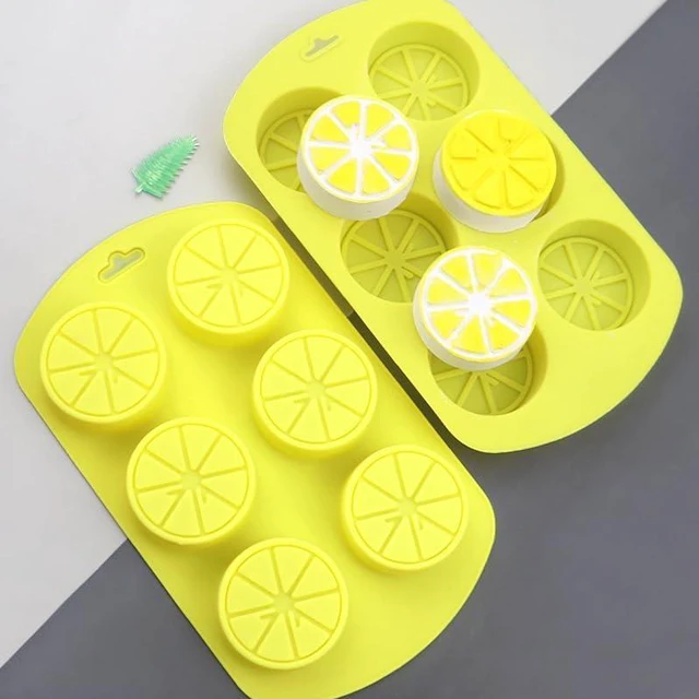 Main image of 2Pcs Fruit Shaped Silicone Molds, 3D Lemon Fondant Mold Chocolate Candy Biscuit Sugar Baking Mold for Cake Cupcake Dessert Candle Decoration Suitable for Making Chocolates, Jellies,Candy Making