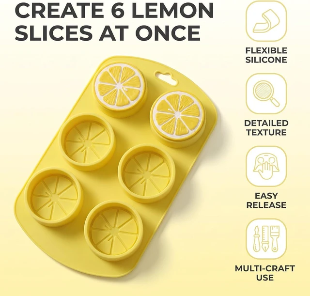 Alt view image 3 of 7 - 2Pcs Fruit Shaped Silicone Molds, 3D Lemon Fondant Mold Chocolate Candy Biscuit Sugar Baking Mold for Cake Cupcake Dessert Candle Decoration Suitable for Making Chocolates, Jellies,Candy Making