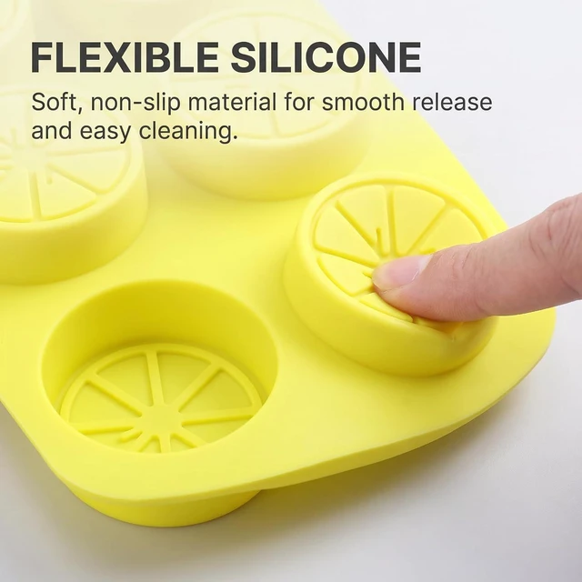 Alt view image 5 of 7 - 2Pcs Fruit Shaped Silicone Molds, 3D Lemon Fondant Mold Chocolate Candy Biscuit Sugar Baking Mold for Cake Cupcake Dessert Candle Decoration Suitable for Making Chocolates, Jellies,Candy Making