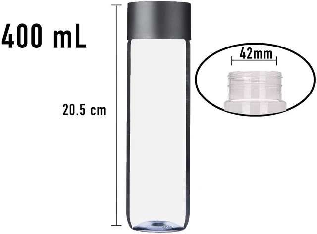 Alt view image 3 of 3 - 1-Pack Empty Plastic Juice Bottles with Caps - Reusable 400ml Durable Water Bottles, Great for Sensory Crafts and Smoothies, Black Lids