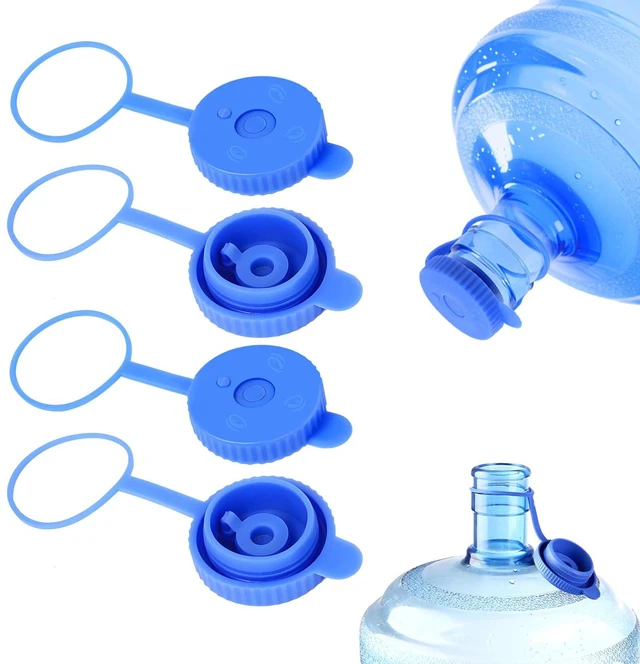 Main image of 4 Pack Reusable Water Jug Caps for 3 & 5 Gallon Bottles, 55mm Food-Grade Silicone Replacement Lids for Water Dispensers, Leak-Proof Non-Spill Design