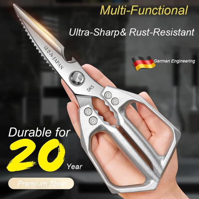 Alt view image 3 of 5 - Kitchen Scissors for Food, Heavy Duty Poultry Shears for Chicken, Turkey, Fish & Vegetables, Multi-Purpose Stainless Steel Cooking Scissors, Dishwasher Safe