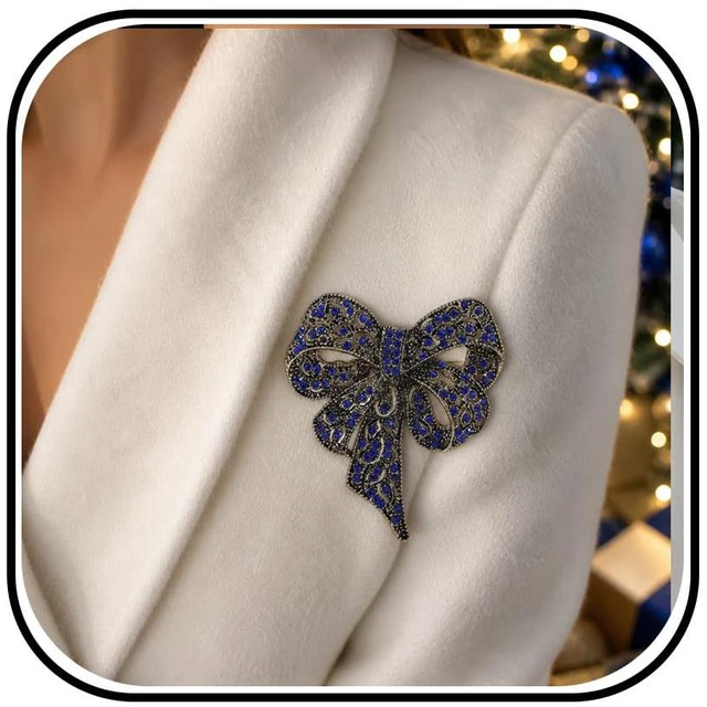 Main image of Brooch Pin For Women, Bow Christmas Holiday Brooch Pin For Women, Christmas Parties Accessory, Stocking Stuffers, Outfit Jewelry Gift, Gift Jewelry