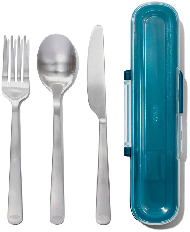 Main image of Prep and Go Utensils with Case: Travel Reusable Utensil Set, Stainless Steel & Plastic, Dishwasher-Safe, Adult Use