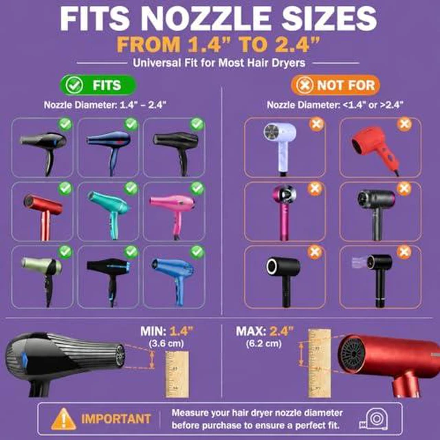 Alt view image 6 of 7 - Difuser Attachment Universal Diffuser Hair Dryer for 1.4-inch to 2.4- inch Blow Dryer, Hair Diffuser for Curly Hair and Natural Wavy Hair (Black)