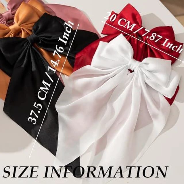 Alt view image 3 of 7 - Black Satin Hair Bows and Clips Set for Women & Girls - 5 PCS Bow-knot Hair Clip, Big Bows Claw Clips, Non-Slip Clip for Thick and Thin Hair