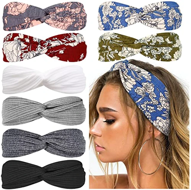 Alt view image 4 of 4 - Headbands for Women Twist Knotted Women Head Bands Boho Stretchy Hair Bands Non Slip for Girls Criss Cross Turban Plain Headwrap Yoga Workout Vintage Hair Accessories, Solid Color