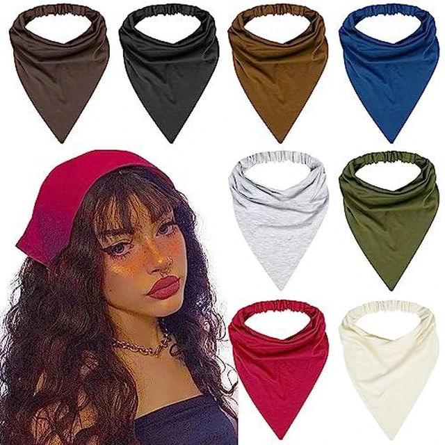 Alt view image 3 of 7 - 8 Pcs Hair Scarf Headband for Women Girls Non Slip Elastic Boho Triangle Head Scarf Bandana