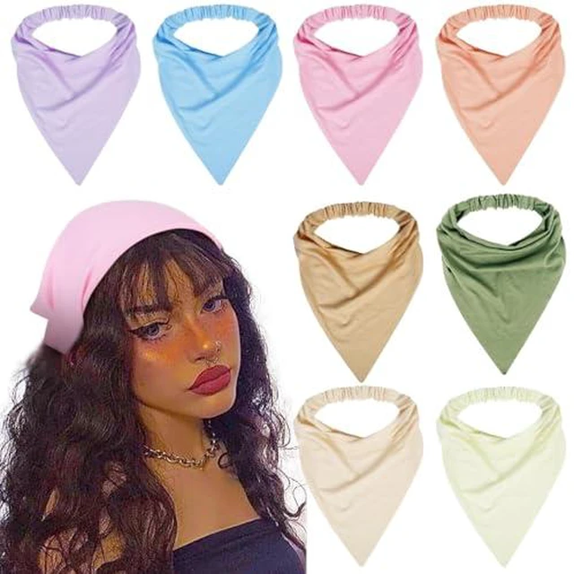 Alt view image 4 of 7 - 8 Pcs Hair Scarf Headband for Women Girls Non Slip Elastic Boho Triangle Head Scarf Bandana