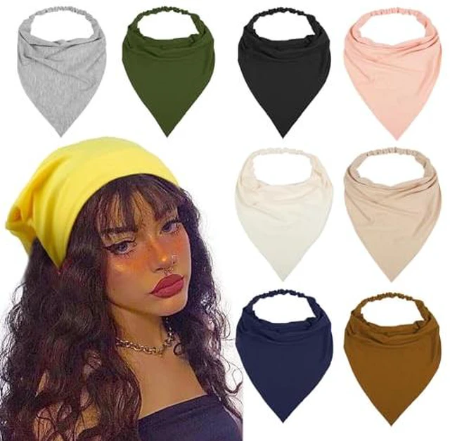 Alt view image 5 of 7 - 8 Pcs Hair Scarf Headband for Women Girls Non Slip Elastic Boho Triangle Head Scarf Bandana