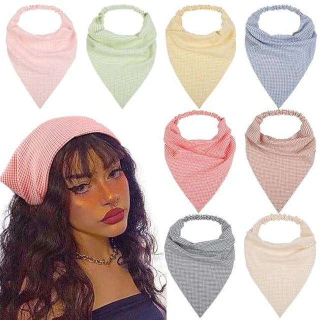 Alt view image 7 of 7 - 8 Pcs Hair Scarf Headband for Women Girls Non Slip Elastic Boho Triangle Head Scarf Bandana