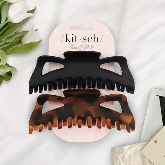 Alt view image 5 of 5 - 5 Inch Large Claw Clips for Thick and Long Hair - Black & Tort, 2pcs