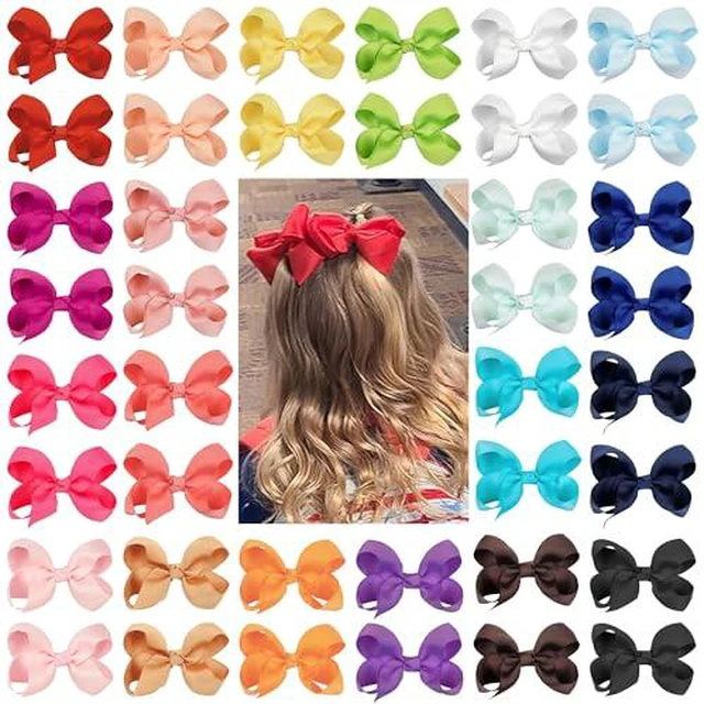 Alt view image 6 of 6 - 40PCS 4.5 Inch Hair Bows for Girls Toddler Hair Accessories in Pairs