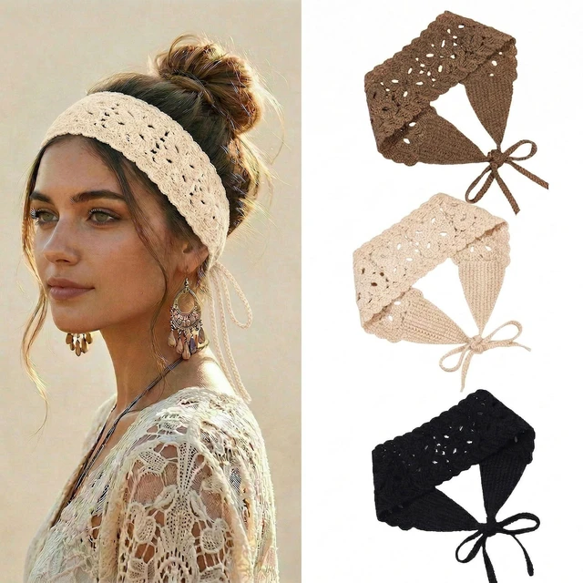 Main image of 3Pcs Boho Headbands for Women Hair Accessories ,Knit Bandana Head Scarf