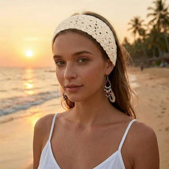 Alt view image 6 of 7 - 3Pcs Boho Headbands for Women Hair Accessories ,Knit Bandana Head Scarf