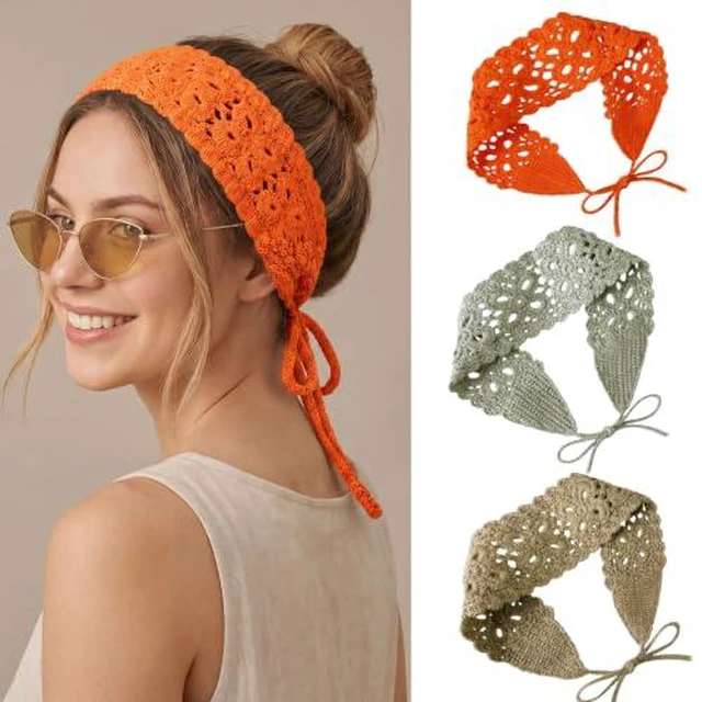 Alt view image 7 of 7 - 3Pcs Boho Headbands for Women Hair Accessories ,Knit Bandana Head Scarf
