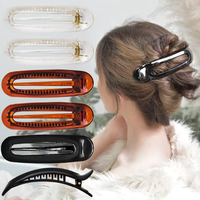 Alt view image 2 of 7 - 6 Pcs Flat Claw Clips for Women Thick Hair, Medium Brown Black