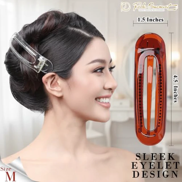 Alt view image 4 of 7 - 6 Pcs Flat Claw Clips for Women Thick Hair, Medium Brown Black