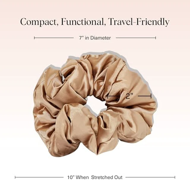 Alt view image 2 of 7 - Pillow Satin Scrunchies for Women - Charcoal & Gold, 2pcs