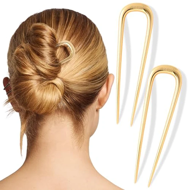 Alt view image 2 of 7 - French Hair Pins for Women | Secure Hold All Day - Gold, 2pcs