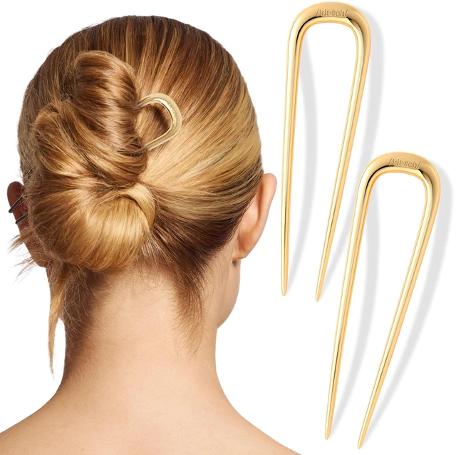 Main image of French Hair Pins for Women | Secure Hold All Day - Gold, 2pcs