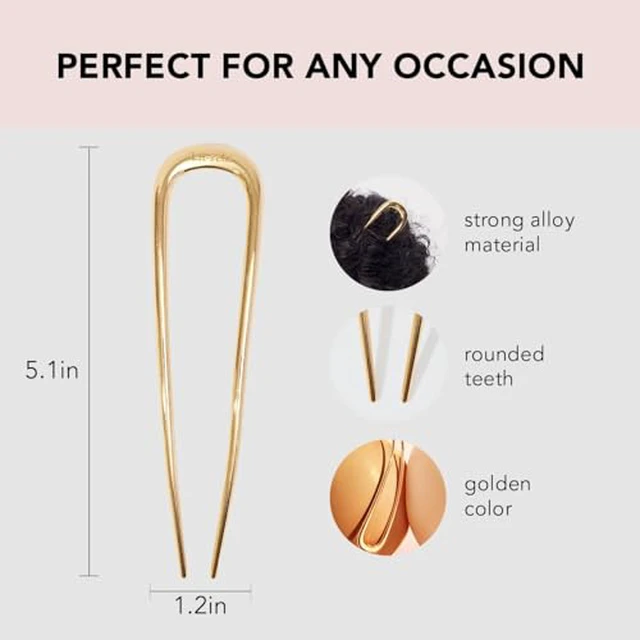 Alt view image 3 of 7 - French Hair Pins for Women | Secure Hold All Day - Gold, 2pcs