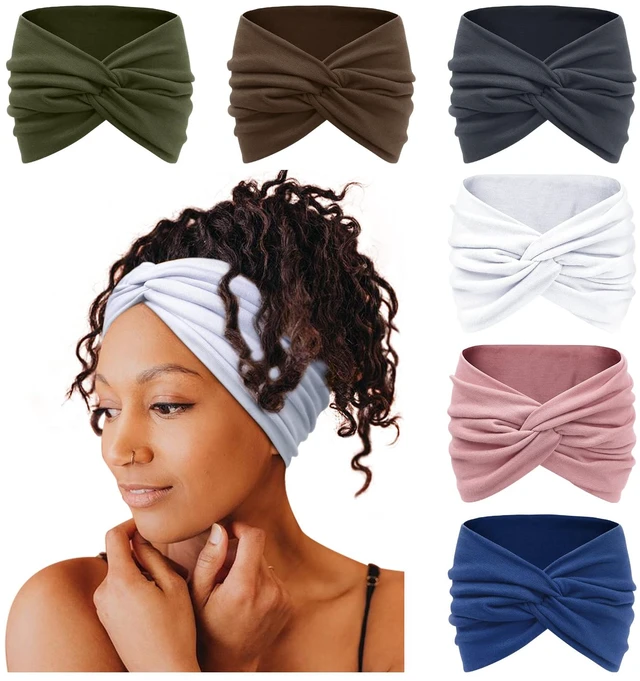 Main image of 7'' Extra Wide Headbands for Women, Large Thick Turban Head Wrap Headband, Boho Bandana Head Bands for Women's Hair, Non Slip Workout Yoga Hairband Hair Accessories, 6 Pack