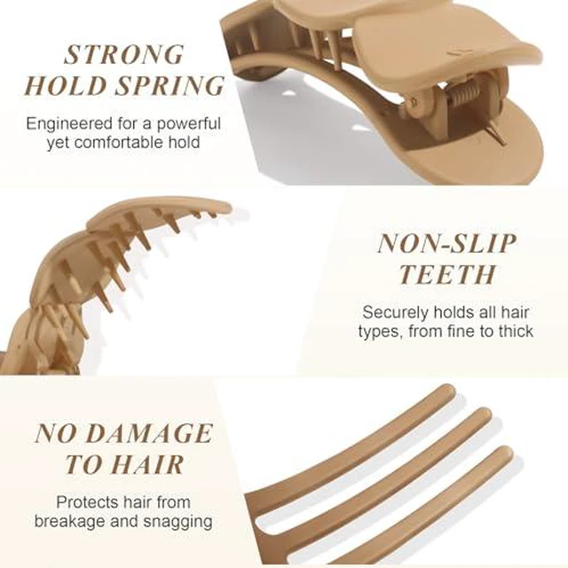 Alt view image 5 of 7 - Medium Flat Hair Clips for Women, Claw Clips for Thick Thin Hair