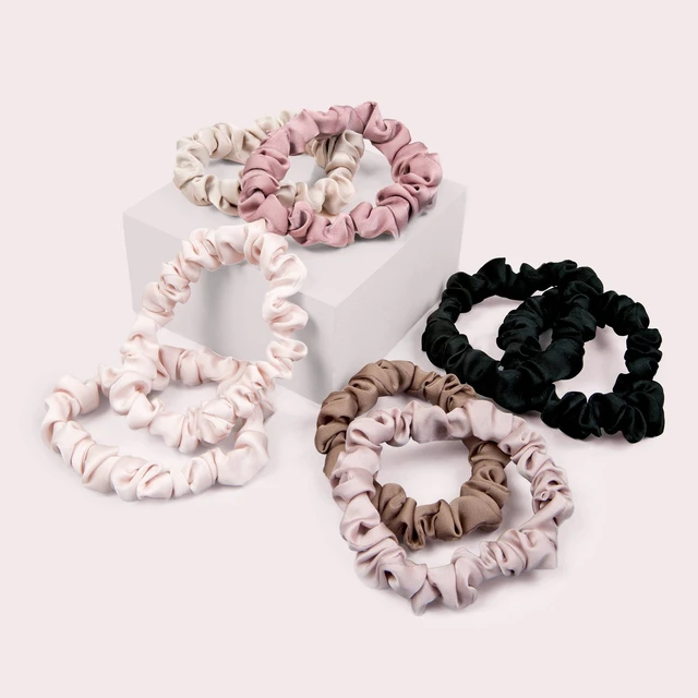 Alt view image 2 of 6 - Ruched Ribbon Skinny Satin Scrunchies - 8pk: Hair Styling, All Hair Types