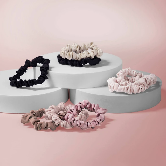 Alt view image 3 of 6 - Ruched Ribbon Skinny Satin Scrunchies - 8pk: Hair Styling, All Hair Types